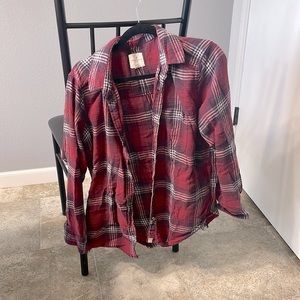 Oversized Distressed American Eagle Flannel